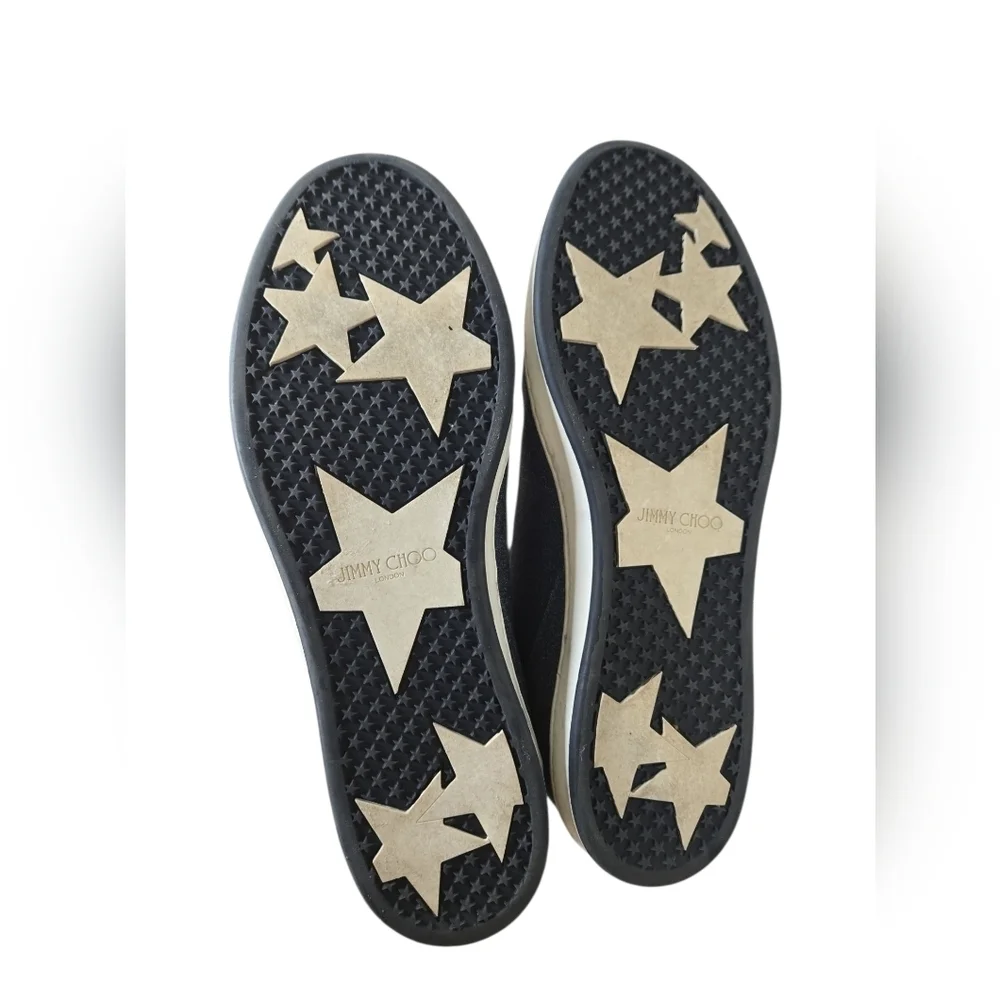 Jimmy Choo Blue Fine Glitter Miami Sneakers Size 37.5